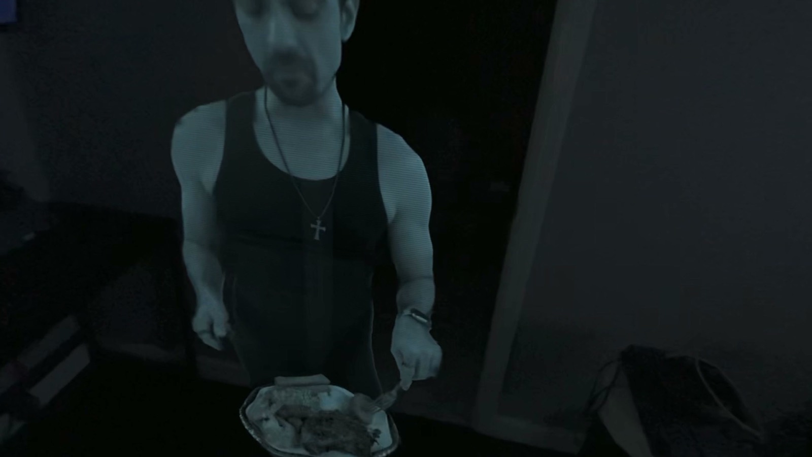 The same hologram seen from close up, standing at a table